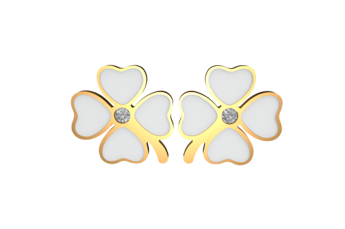Earrings Clover 4 Leaf gold plated