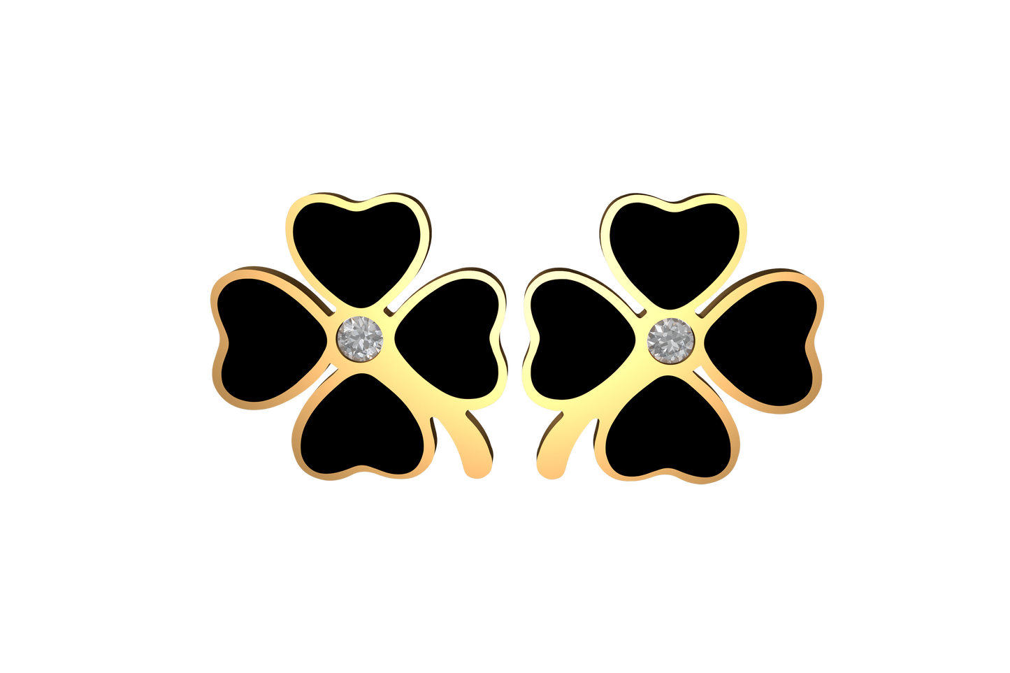 Earrings Clover 4 Leaf gold plated