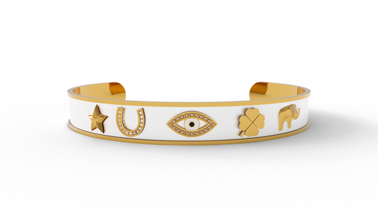 Bracelet "Good Luck" gold plated with Zircons