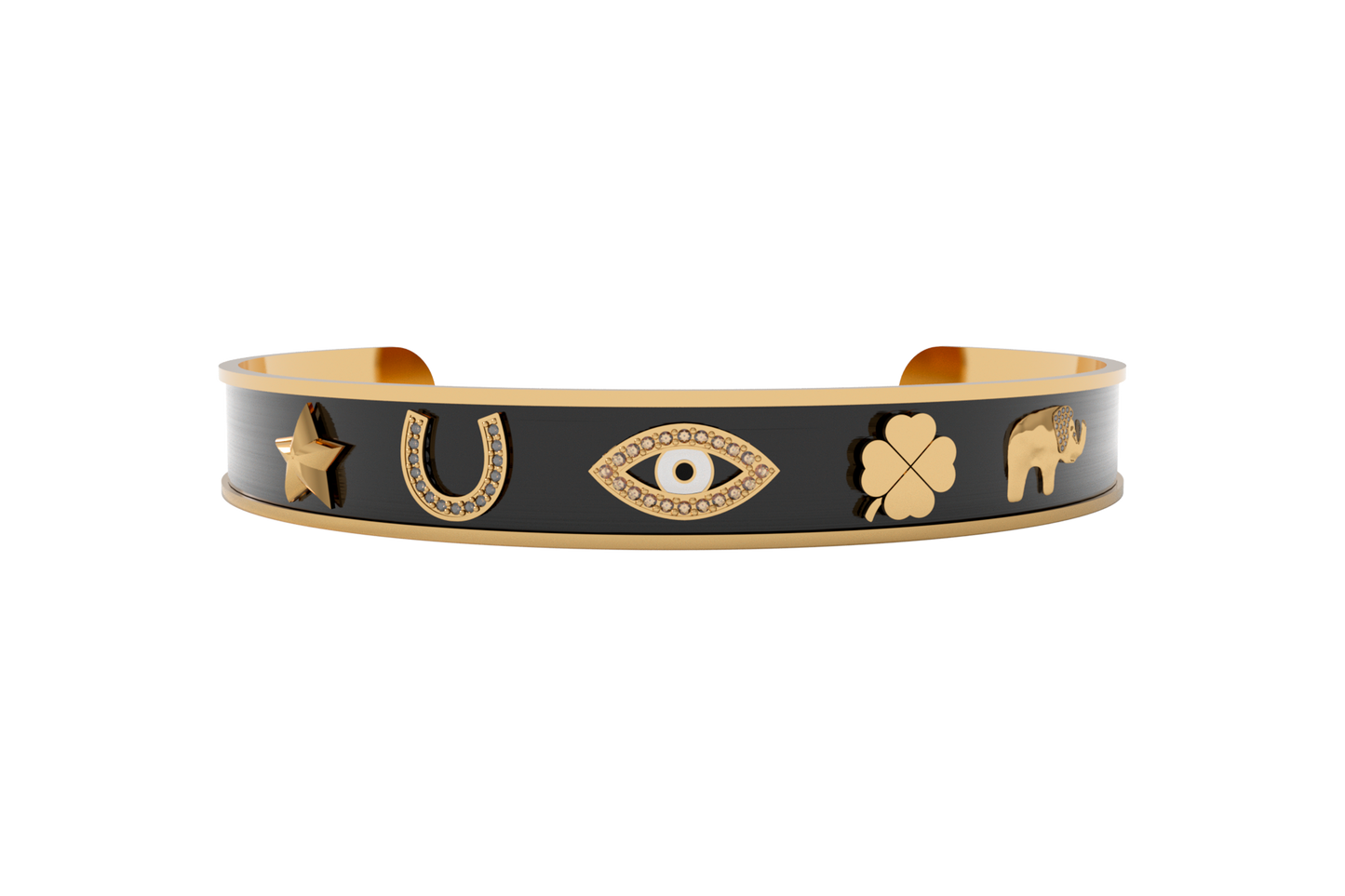 Bracelet "Good Luck" gold plated with Zircons